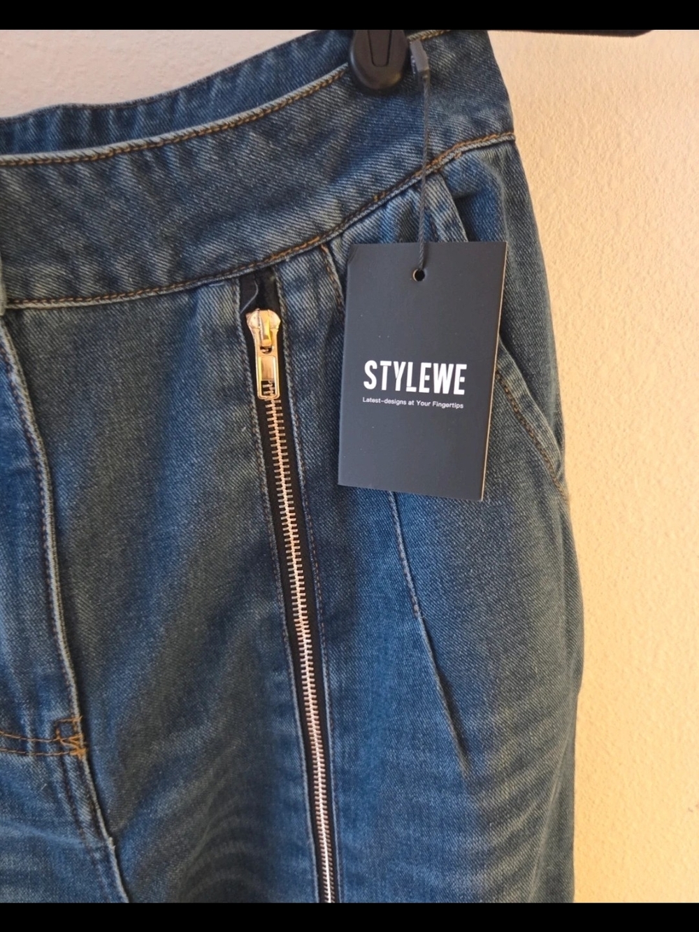 STYLEWE Dark Blue High-Rise Wide Leg Jeans with Front Zipper Seams W28 - Picture 3 of 7